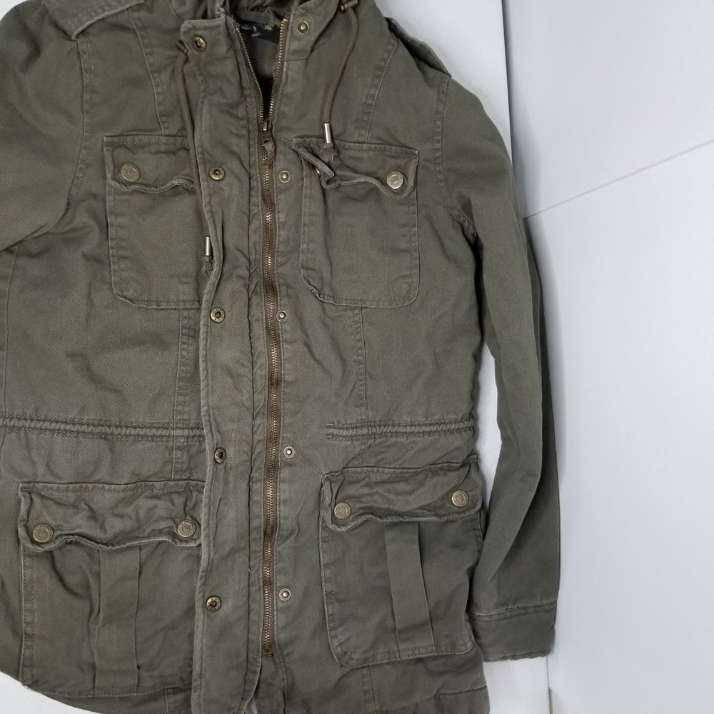 Aeropostale Designed In NYC Women’s S Small hooded Forest Green utility jacket. - Picture 3 of 10